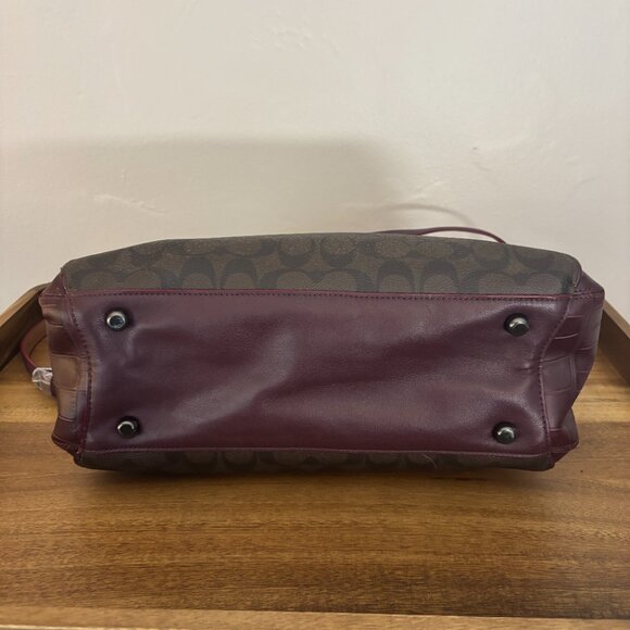Coach Margot Signature Brown Coated Canvas Snakeskin Crocodile Embossed Satchel - Picture 8 of 11